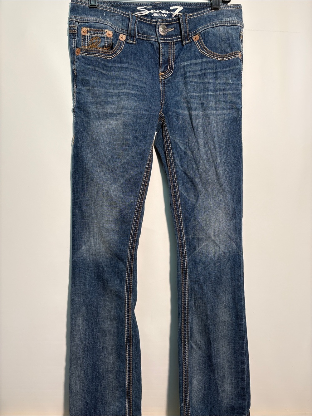 Seven7 Women's Flare Jeans in Blue Denim